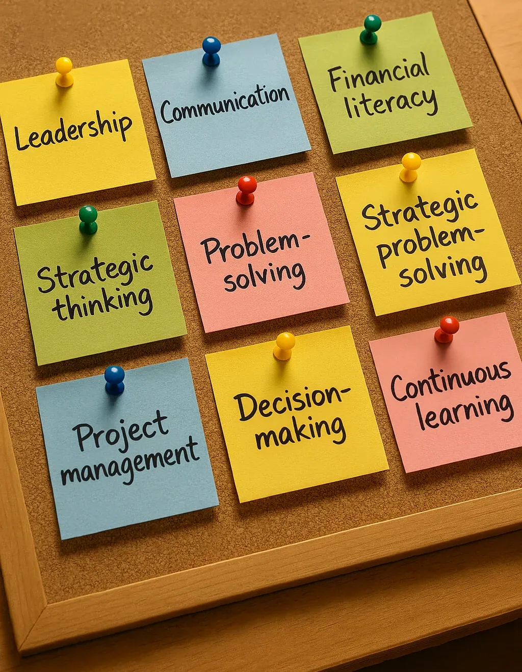 Business skills developed through training. 