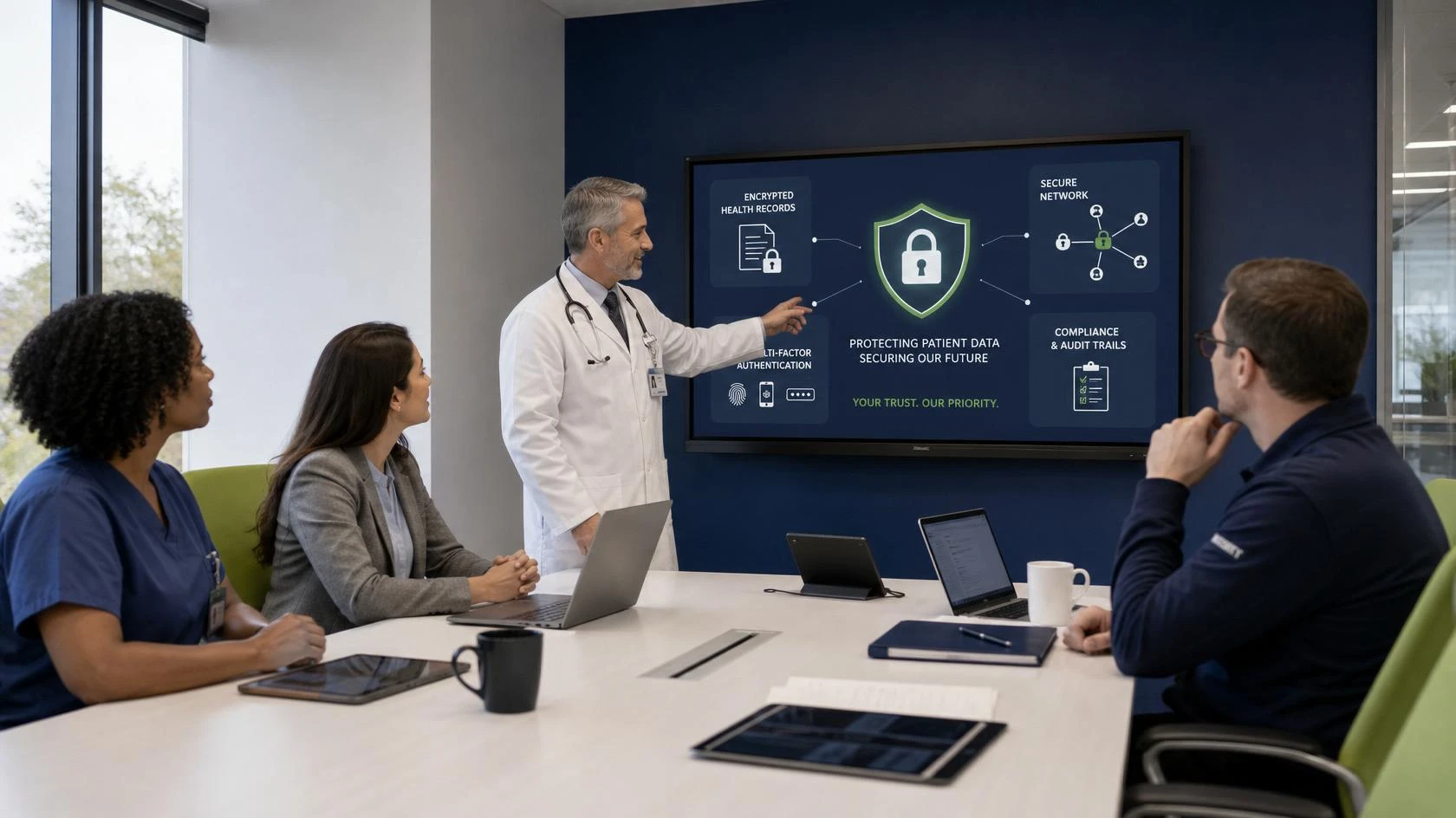 Healthcare staff completing HIPAA Security Rule cybersecurity training